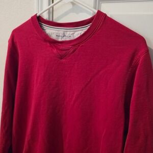 Nautica Competition Mens Red Long Sleeve Cotton Crew Neck T-Shirt Size M
